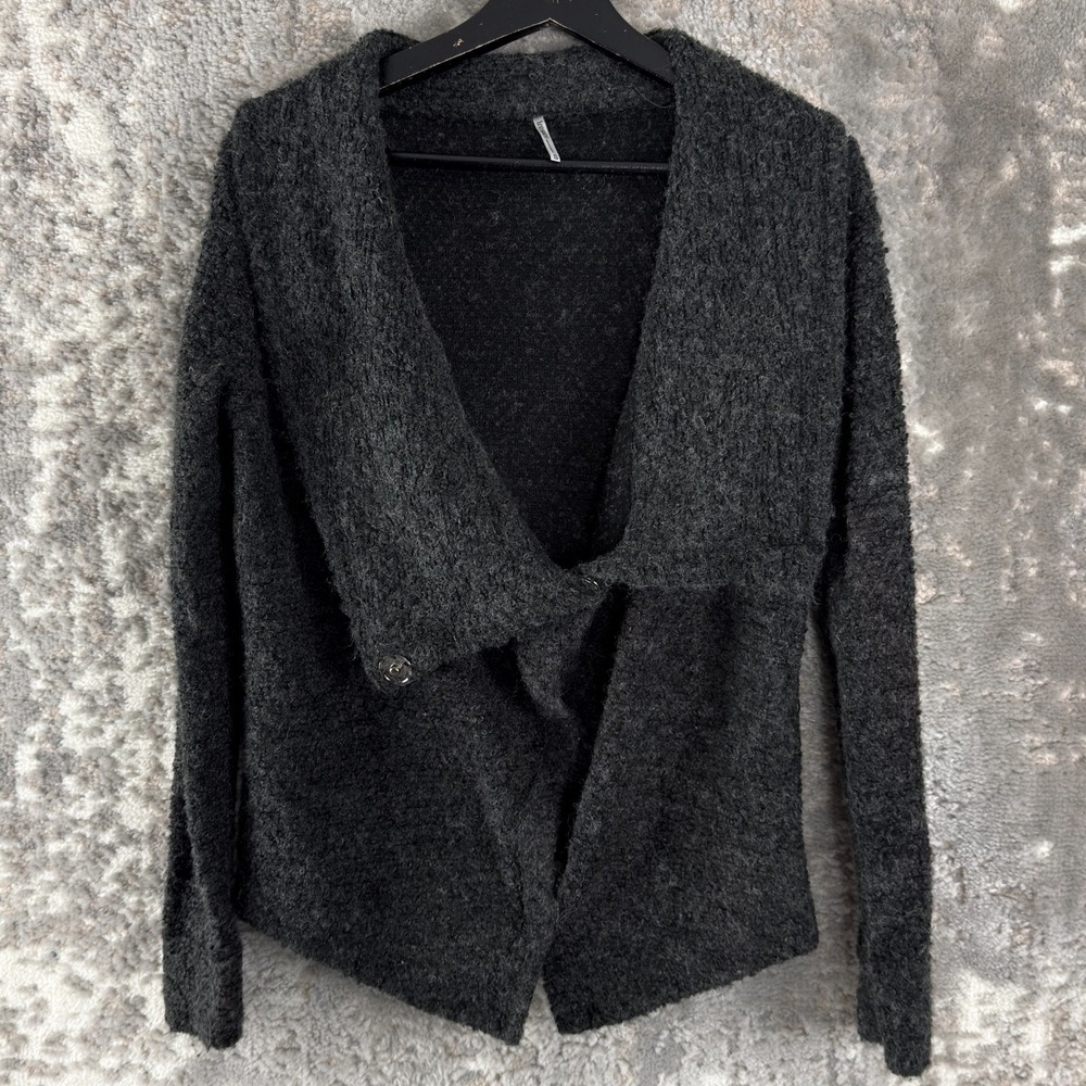 Tresics‎ Size S Wool Blend Cardigan Sweater Snap Button Black Long Sleeve